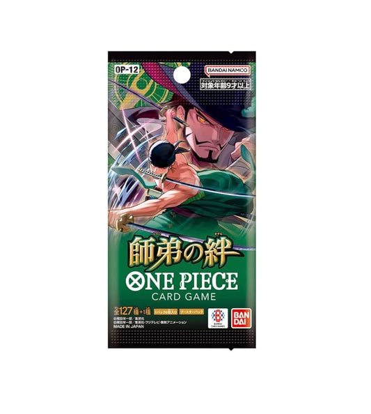 BANDAI ONE PIECE Card Game Master and Student Bonds (OP-12) Booster Pack (Japanese) - 6 Cards