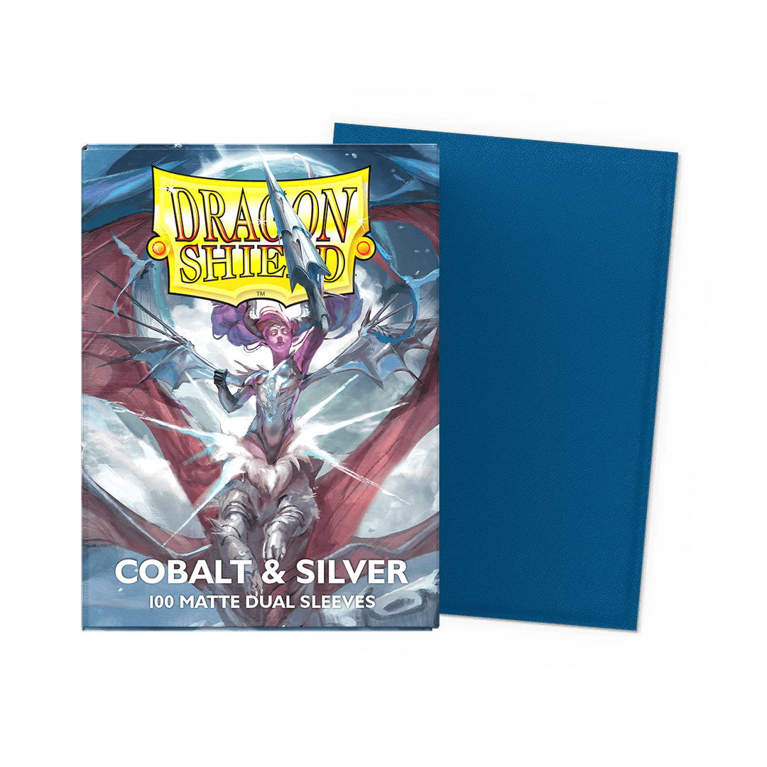 Dragon Shield Sleeves: Matte Dual Cobalt & Silver 100CT